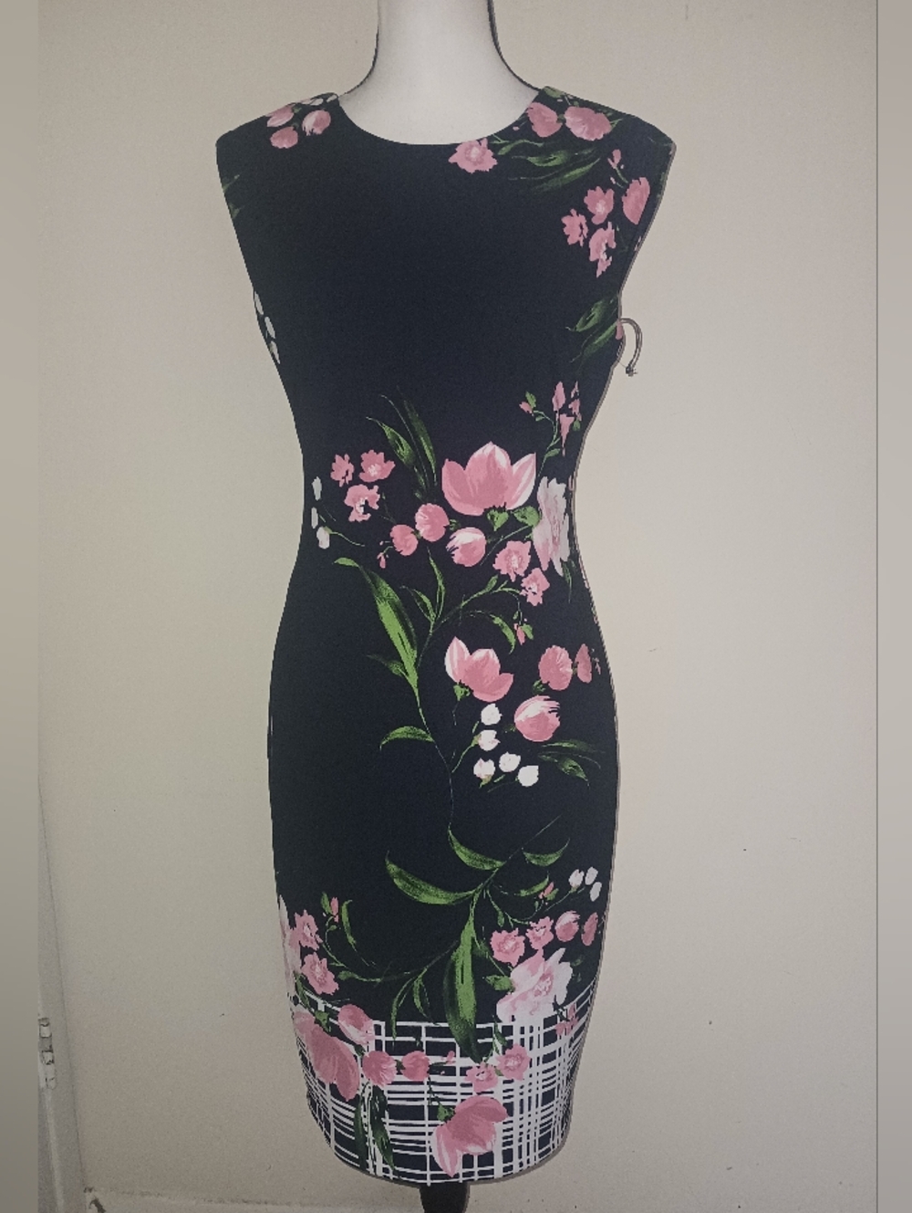 Vince Camuto Black Floral Sheath Dress - Pink Floral SZ 6